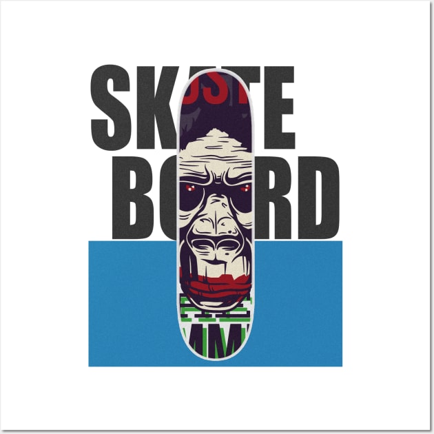 Cool Gorilla Skateboard Graphic Illustration Wall Art by StreetDesigns